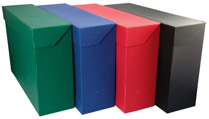 Caja transferencia doble folio carton forrado geltex rojo