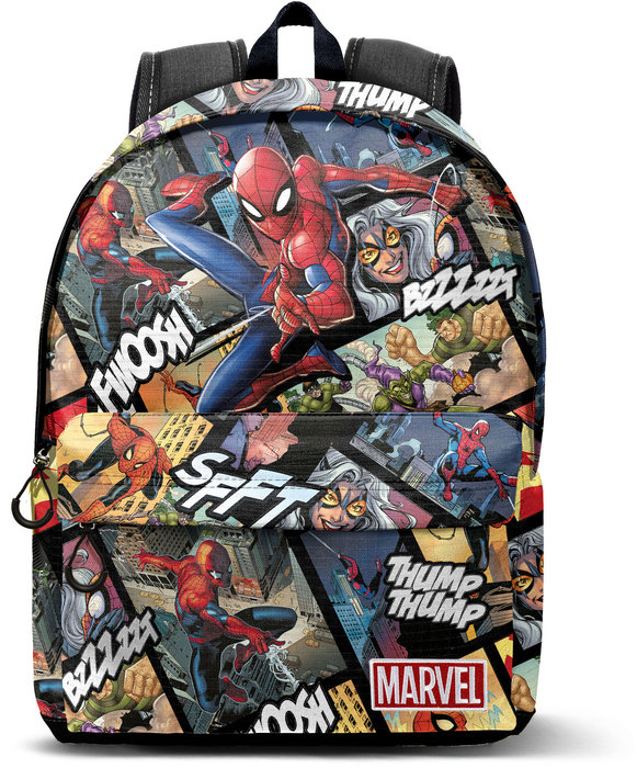 Mochila con bolsillo frontal spiderman panels