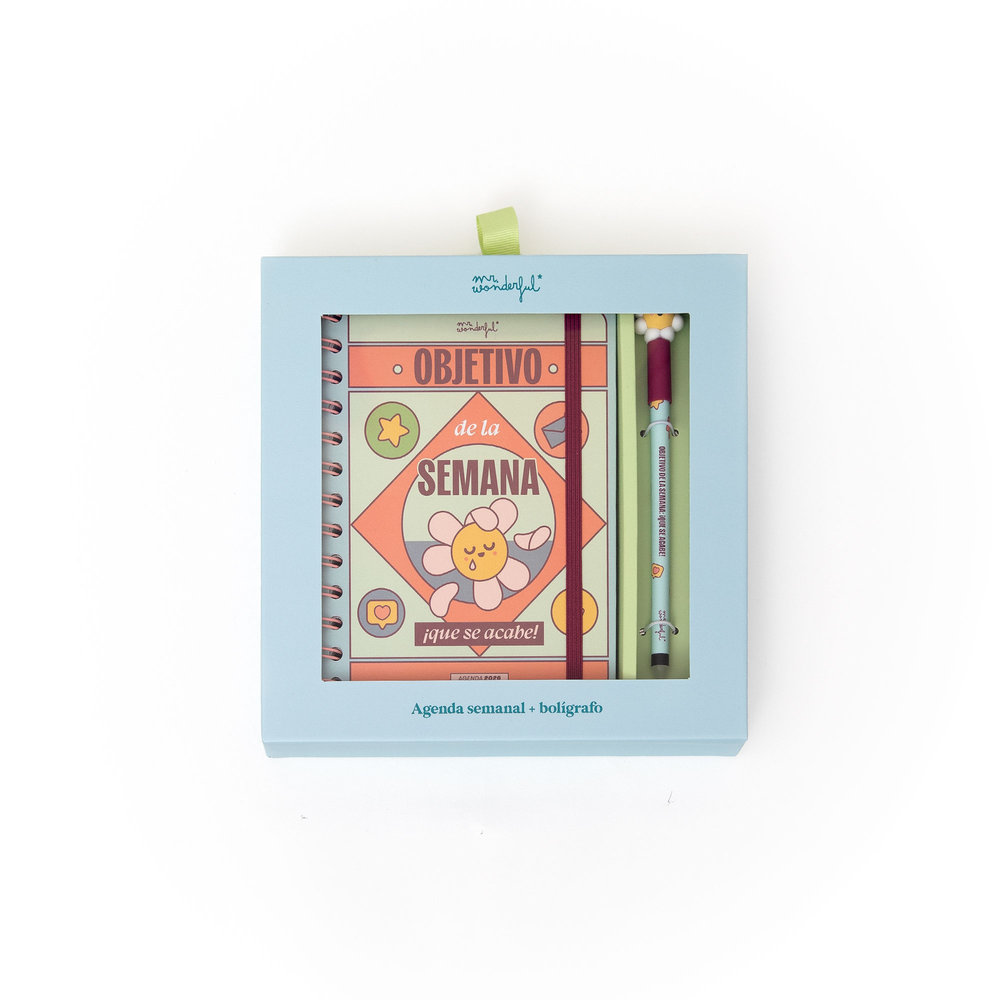 Set agenda wonder pequeña 2026 semanal + boligrafo objetivo