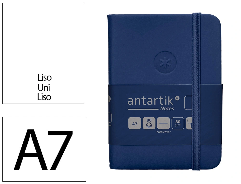 [TW24] Cuaderno con gomilla ANTARTIK notes tapa dura A7 hojas lisas azul marino 80 hojas 80 gr fsc