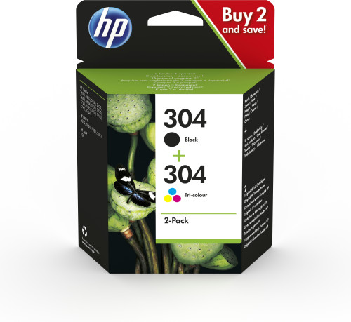 [3JB05AE] Hp paquete de 2 cartuchos de tinta original 304 negro/tricolor