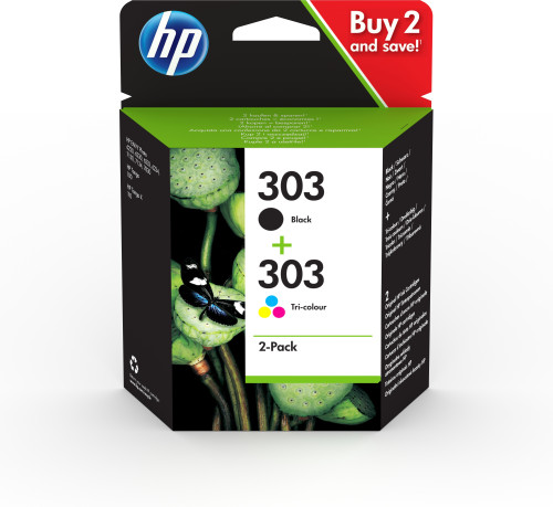 [3YM92AE] Hp paquete de 2 cartuchos de tinta original 303 negro/tricolor
