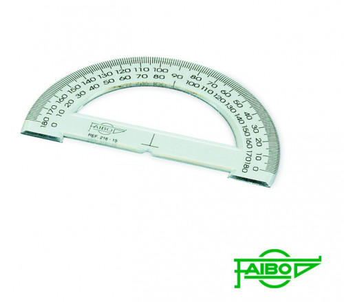 [216] Semicirculo transparente en plastico inyectado graduado y biselado 15 cm. FAIBO 216