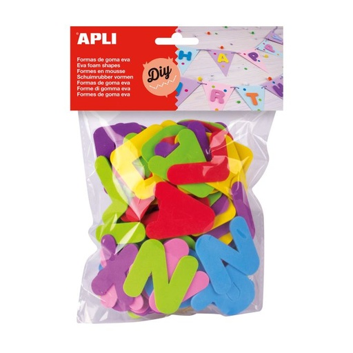 [13074] Figuras goma eva APLI letras 50MM surtidas 104UD