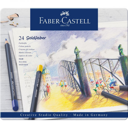 [114724] Estuche de metal con 24 lápices de colores goldfaber. faber castell 114724