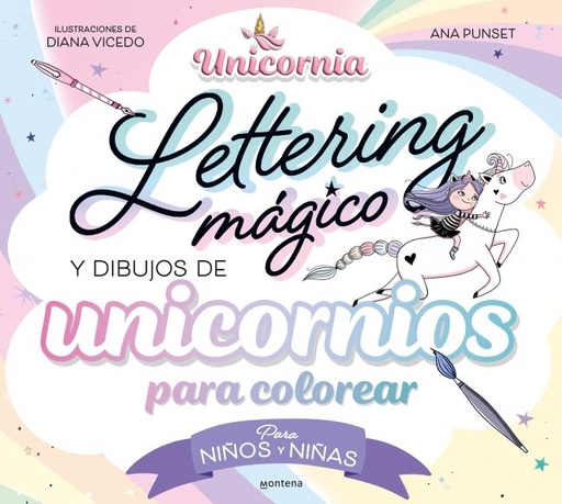 [978-84-19650-72-6] Unicornia - Lettering mágico y dibujos de unicornios para colorear
