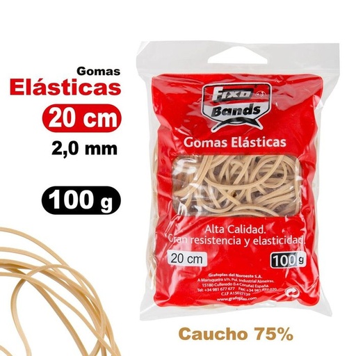 [00045840] Gomas elasticas 2 mm x 20 cm fixo bolsa 100 gramos