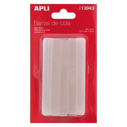 [13943] Barras silicona 11MM transparente blister 10UD