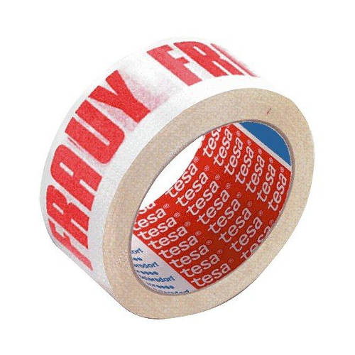 [60089-00002-00] Cinta de embalaje impresa "muy fragil" 50MM.X132M. blanco / rojo tesa 60089-00002-00