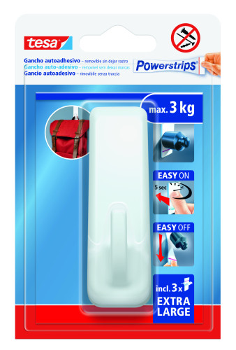 [59029-00001-00] Blister gancho adhesivo xl rectangular powerstrips 3KG blanco tesa 59029-00001-00