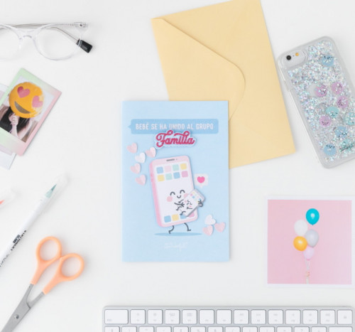 [WOA10052ES] Postal-bebé se ha unido al grupo familia mr. wonderful WOA10052ES