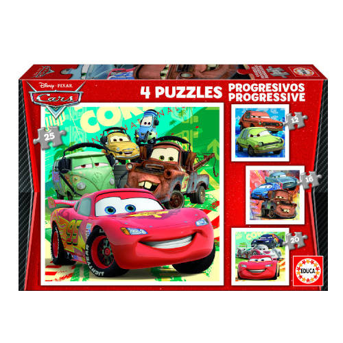 [14942] Puzzle progresivos cars 2 12-16-20-25 de 3-5 años educa borras 14942