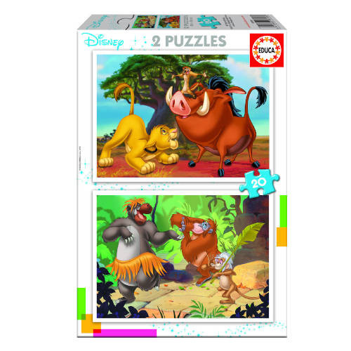 [18103] Puzzle infantil 2X20 disney animals de 3-5 años educa borras 18103
