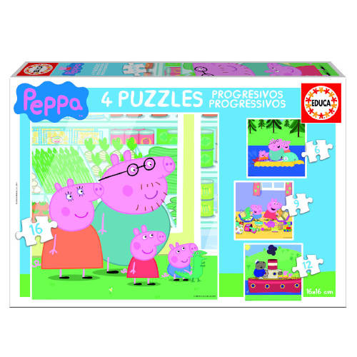[15918] Puzzle progresivos peppa pig 6-9-12-16 de 3-5 años educa borras 15918
