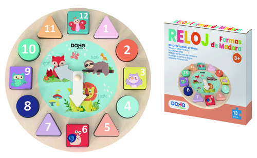 [64009] Caja reloj de formar encajables de madera - a partir de 3 años dohe 64009
