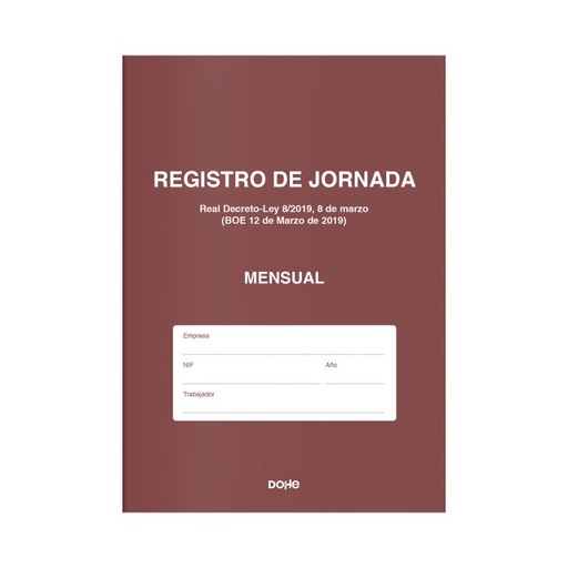 [9999] Libro dohe registro de jornada laboral mensual folio 16H
