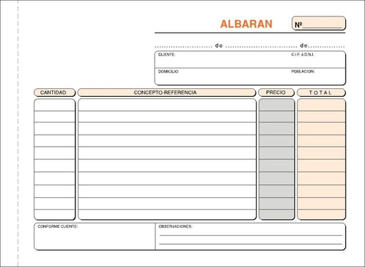 [T-121] Talonario albaran 4º t-121 apaisado triplicado autocopiante