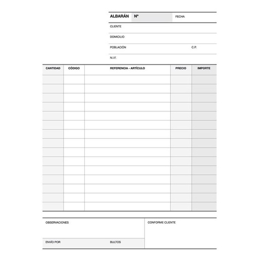 [12686] Talonario albaran 1/4 natural triplicado a-122