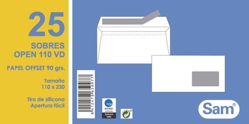 [665097] Sobre blanco open 110X220 90GR p/25 ventana derecha