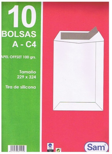 [665105] Sobre bolsa AC4 blanco 229X324 p/10 tira silicona