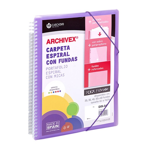 Carpeta archivex-star espiral canguro 20 fundas violeta