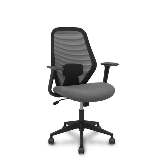 [529BM840XS21PNRN] Silla ERGO529 respaldo malla negro asiento tela gris base piramidal ruedas nailon